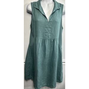 Terzo Millennio Linen Midi Dress Womens M Sleeveless Sea Foam Blue A-Line Italy
